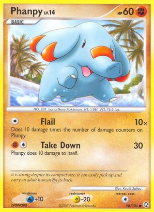 Phanpy 098/132  - Reverse Holofoil Secret Wonders - Common