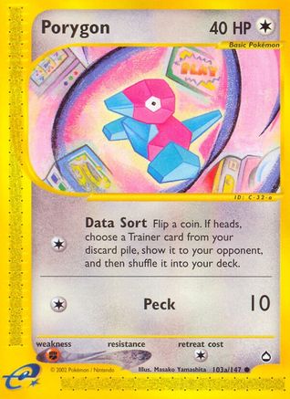 Porygon (103a) 103a/147  - Reverse Holofoil Aquapolis - Common