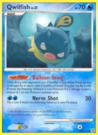 Qwilfish 101  - Reverse Holofoil Secret Wonders - Common