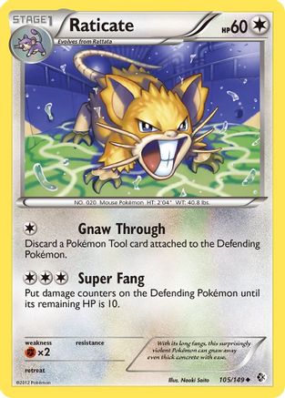 Raticate 105  - Reverse Holofoil Boundaries Crossed - Uncommon
