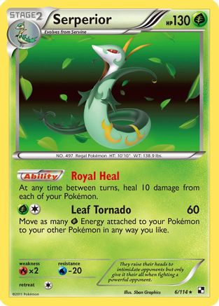 Serperior (6) 006/114  - Reverse Holofoil Black and White - Holo Rare