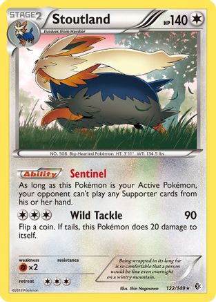Stoutland 122  - Reverse Holofoil Boundaries Crossed - Holo Rare