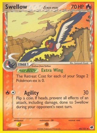 Swellow (Delta Species) 040  Dragon Frontiers - Uncommon