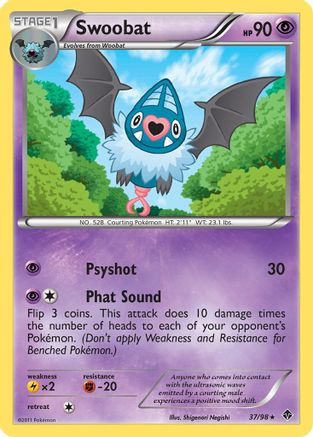 Swoobat 037  - Reverse Holofoil Emerging Powers - Rare
