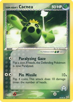 Team Aqua's Cacnea 024/95  - Reverse Holofoil Team Magma vs Team Aqua - Uncommon