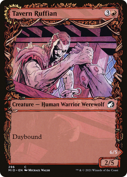 Tavern Ruffian (Showcase) (MID-296) - Innistrad: Midnight Hunt: (Showcase, Double Faced Transform) Foil