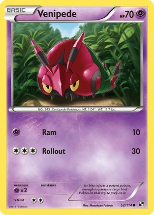 Venipede 052  - Reverse Holofoil Black and White - Common