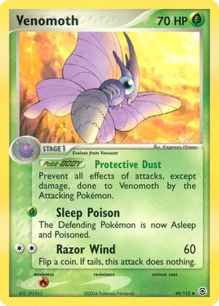 Venomoth 049  - Reverse Holofoil FireRed & LeafGreen - Uncommon