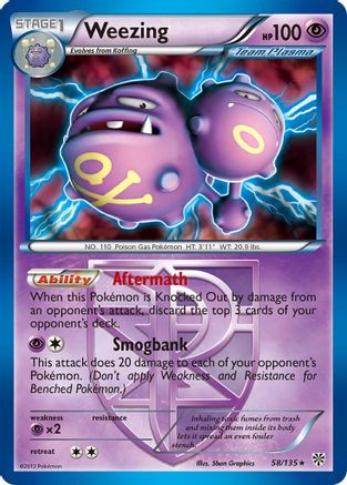 Weezing (Team Plasma) 058/135  - Reverse Holofoil Plasma Storm - Holo Rare