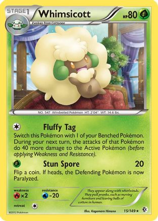 Whimsicott 015  - Reverse Holofoil Boundaries Crossed - Rare