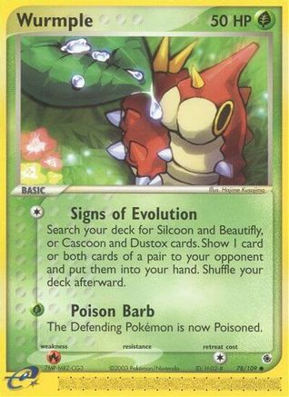 Wurmple 078/109  - Reverse Holofoil Ruby and Sapphire - Common
