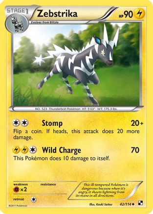 Zebstrika (42) 042  - Reverse Holofoil Black and White - Uncommon