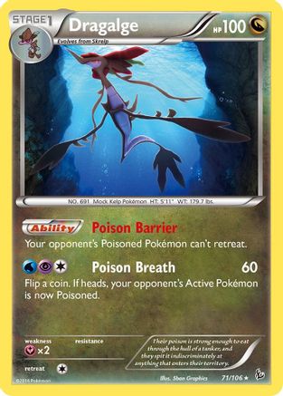 Dragalge 071/106  - Reverse Holofoil XY  Flashfire - Rare
