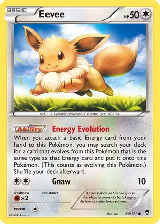 Eevee 080/111  - Reverse Holofoil XY  Furious Fists - Common