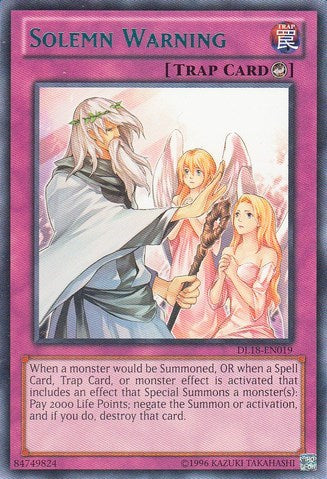 Solemn Warning (Green) (DL18-EN019) [Duelist League Promo]