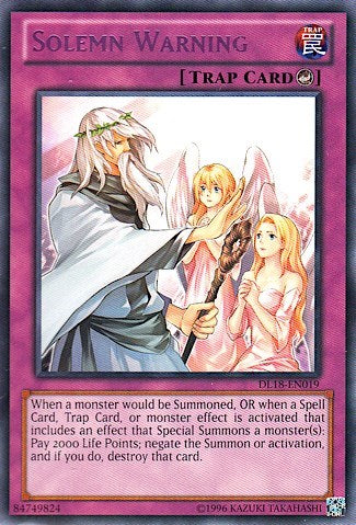 Solemn Warning (Purple) (DL18-EN019) [Duelist League Promo]