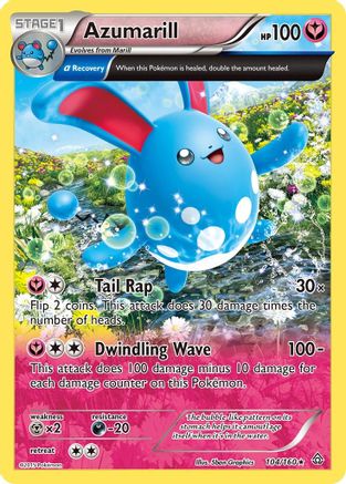 Azumarill (Alpha) 104/160  - Holofoil XY  Primal Clash - Holo Rare