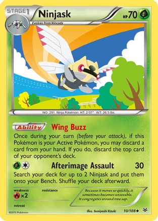 Ninjask 010/108  - Reverse Holofoil XY  Roaring Skies - Uncommon