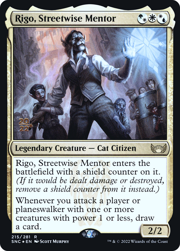 Rigo, Streetwise Mentor (PRE-215S) - Streets of New Capenna Promos Foil