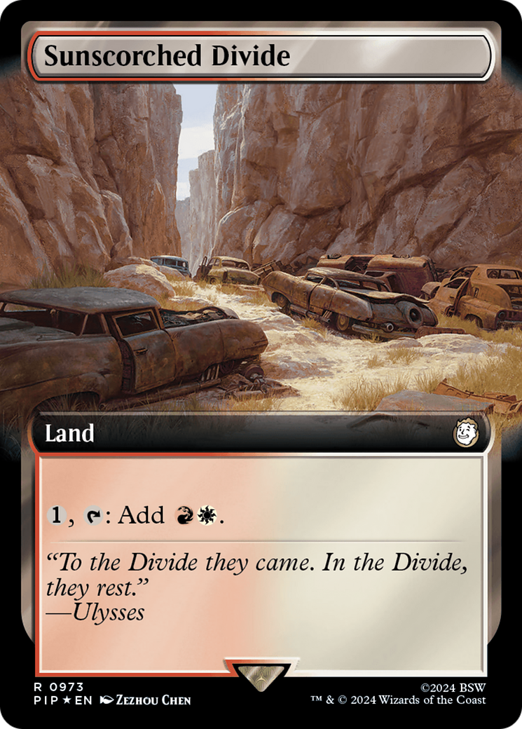 Sunscorched Divide (Extended Art) (Surge Foil) (PIP-973) - Fallout: (Extended Art) Foil