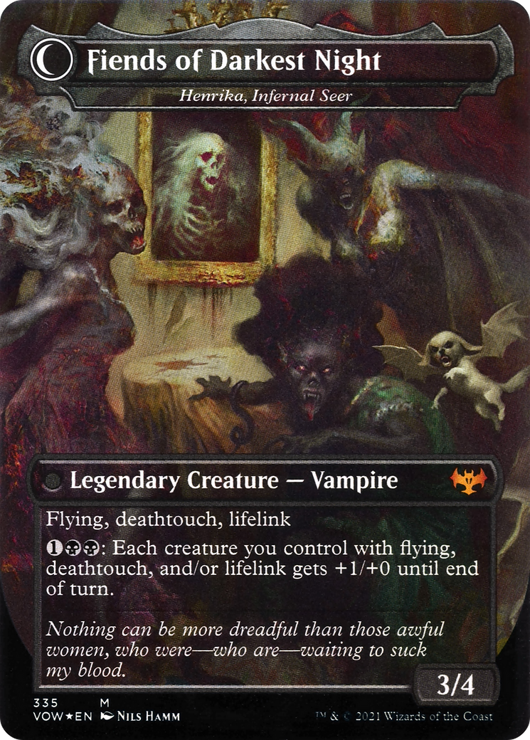 The Three Weird Sisters - Henrika Domnathi (VOW-335) - Innistrad: Crimson Vow: (Double Faced Transform) (Borderless) Foil