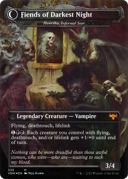 The Three Weird Sisters - Henrika Domnathi (VOW-335) - Innistrad: Crimson Vow: (Double Faced Transform) (Borderless) Foil