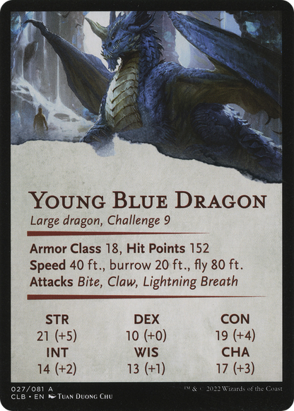 Young Blue Dragon // Young Blue Dragon (ACLB-027) - Battle for Baldur's Gate Art Series (Borderless)