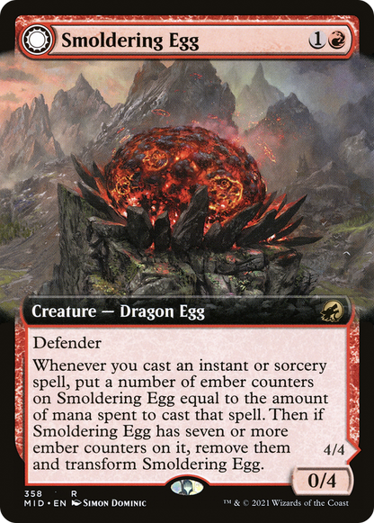 Smoldering Egg (Extended Art) (MID-358) - Innistrad: Midnight Hunt: (Extended Art, Double Faced Transform) Foil
