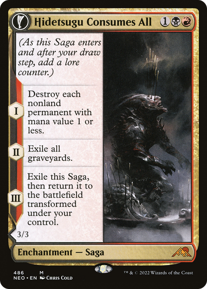 Hidetsugu Consumes All (Extended Art) (NEO-486) - Kamigawa: Neon Dynasty: (Extended Art, fandfc, enchantment)