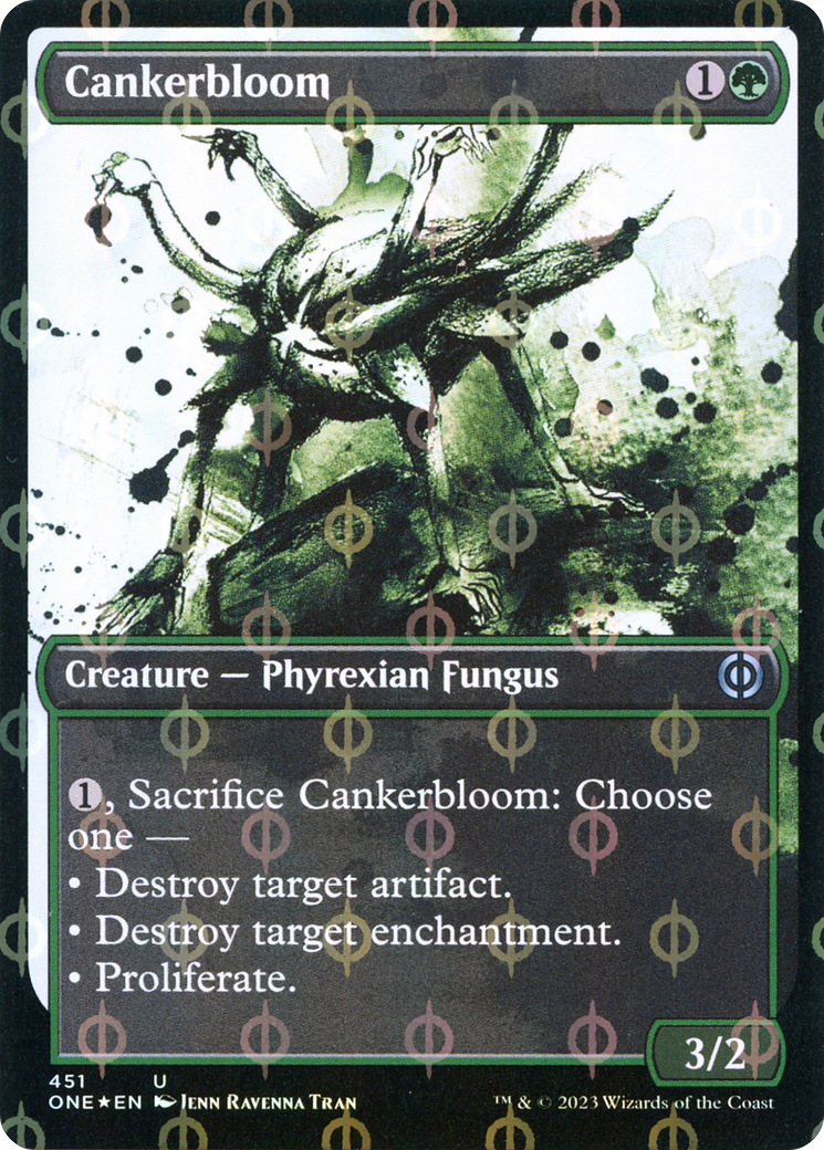 Cankerbloom (Showcase) (Step-and-Compleat Foil) (ONE-451) - Phyrexia: All Will Be One: (Showcase) Foil