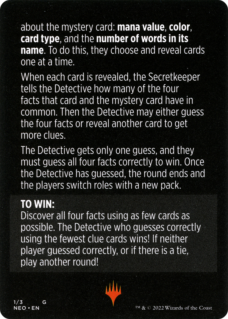 Booster Sleuth // Booster Sleuth (cont'd) (MNEO-001) - Kamigawa: Neon Dynasty Minigames Foil