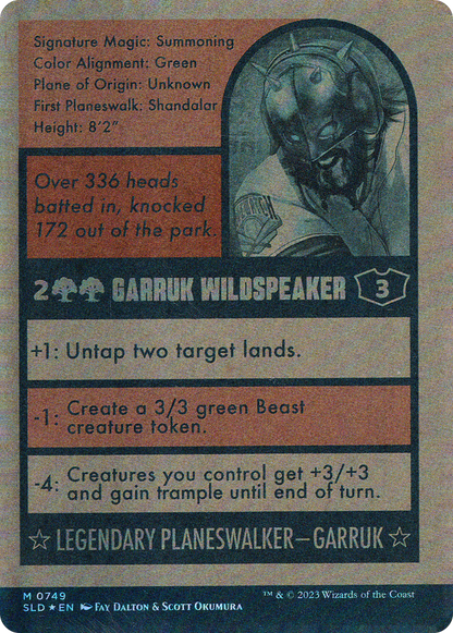 Garruk Wildspeaker (749) (Autographed) (SLD-749) - Secret Lair Drop: (Full Art) (Borderless) Foil