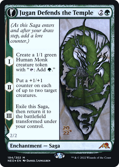 Jugan Defends the Temple (PRE-194) - Kamigawa: Neon Dynasty Promos: (fandfc, enchantment) Foil