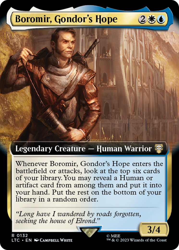 Boromir, Gondor's Hope (Extended Art) (LTC-132) - Tales of Middle-earth Commander: (Extended Art) Foil
