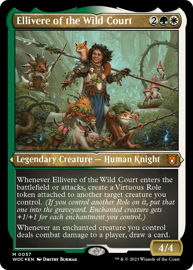 Ellivere of the Wild Court (Display Commander) - Thick Stock (WOC-057) - Wilds of Eldraine Commander Etched Foil