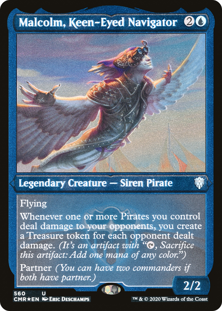 Malcolm, Keen-Eyed Navigator (Foil Etched) (CMR-560) - Commander Legends Etched Foil