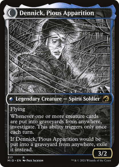 Dennick, Pious Apprentice (Showcase) (MID-317) - Innistrad: Midnight Hunt: (Showcase, Double Faced Transform)
