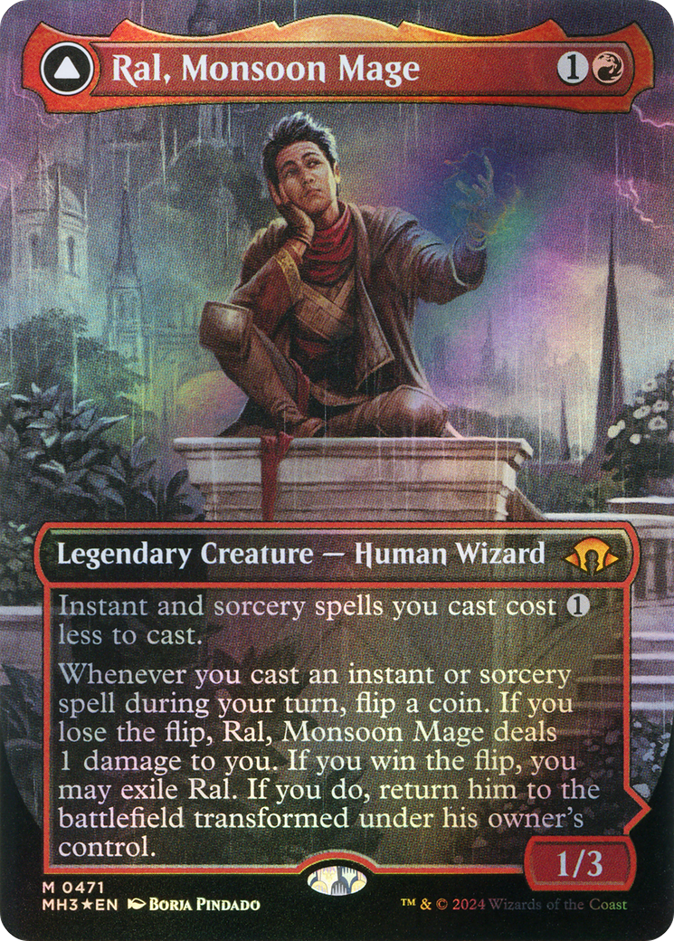 Ral, Monsoon Mage (Borderless) (Textured Foil) (MH3-471) - Modern Horizons 3 Foil