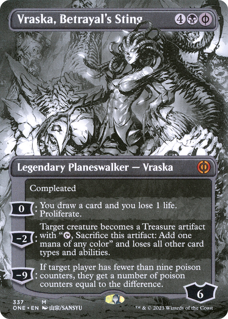 Vraska, Betrayal's Sting (Borderless) (ONE-337) - Phyrexia: All Will Be One: (Showcase) (Borderless) Foil